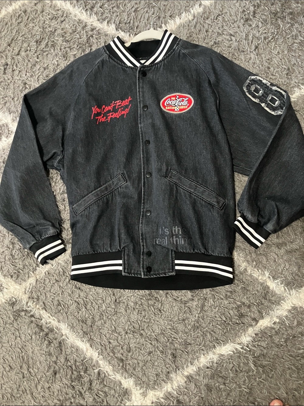 The laundry room / Coca-Cola Black Denim Varsity Jacket